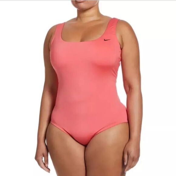 Nike Nessa Essential U Back One Piece Swimsuit Sea Coral Pink NEW - Picture 1 of 8